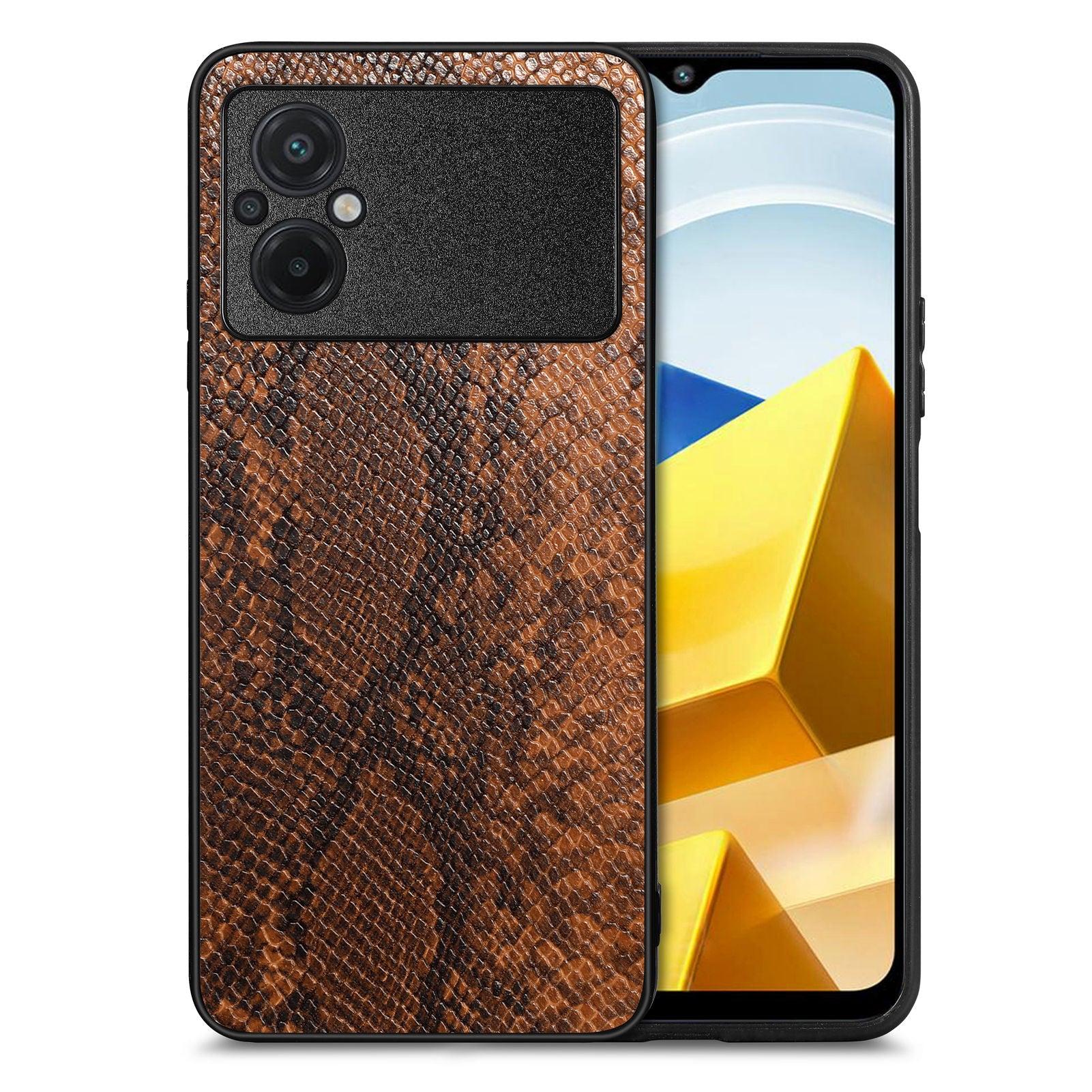 Cell Phone Cover for Xiaomi Poco M5 4G Snake Texture Anti-drop PU Leather Coated PC TPU Case Cell Phone Cover for Xiaomi Poco M5 4G Snake Texture Anti-drop PU Leather Coated PC TPU Case